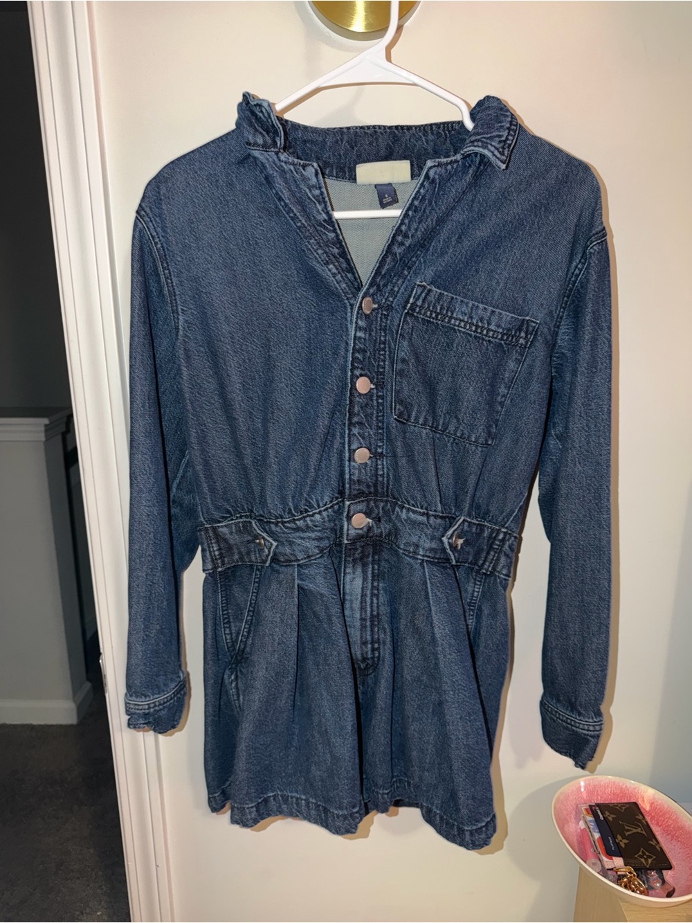 Denim One-Piece Romper - Blue